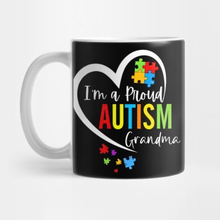 I'm A Proud Autism Grandma Heart Autism Awareness Puzzle Mug